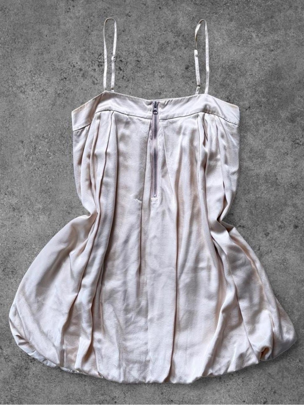 Cream Silk Balloon Mini Dress